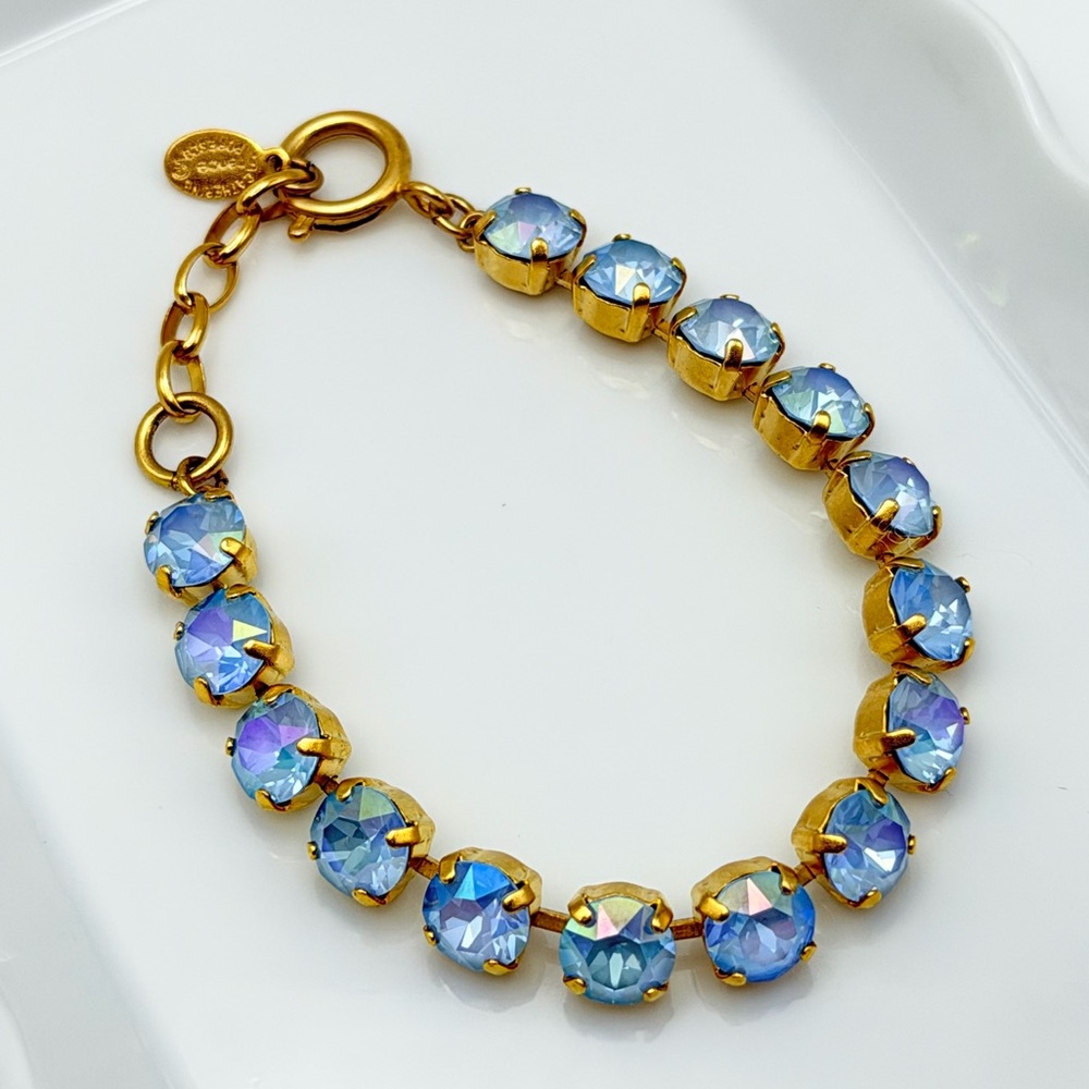 Catherine Popesco France Blue Crystal Bracelet – Gold Tone, 7–8” Adjustable